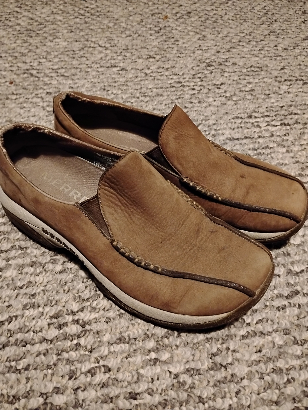 Merrell Women’s Slip-On Loafers in Brown and White